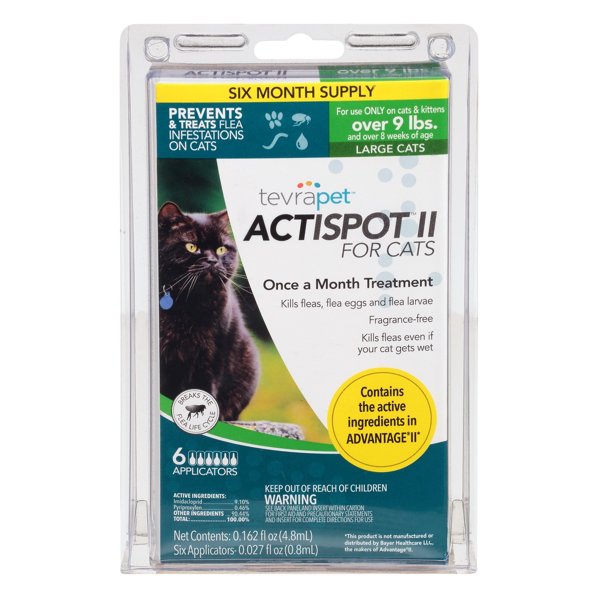 slide 1 of 1, Tevra Pet Actispot II Flea Drops for Cats Over 9 lbs, 6 ct