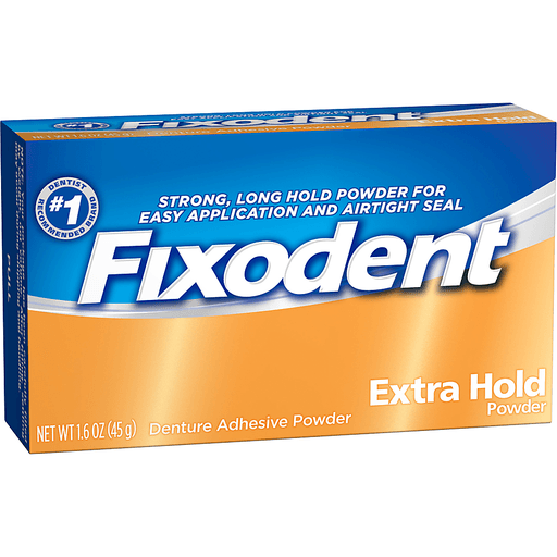 slide 4 of 6, Fixodent Extra Hold Denture Adhesive Powder ,1.6 oz, 1.6 oz