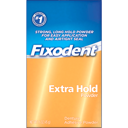 slide 6 of 6, Fixodent Extra Hold Denture Adhesive Powder ,1.6 oz, 1.6 oz