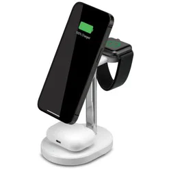 iLive 3-in-1 Wireless Charging Stand - White