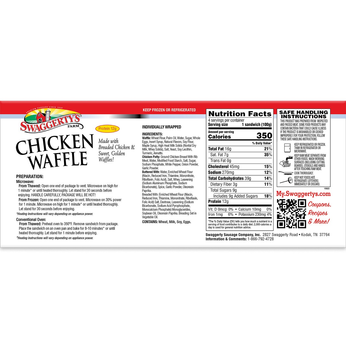 slide 5 of 7, Swaggerty's Chicken Waffle Sandwich, 14.04 oz