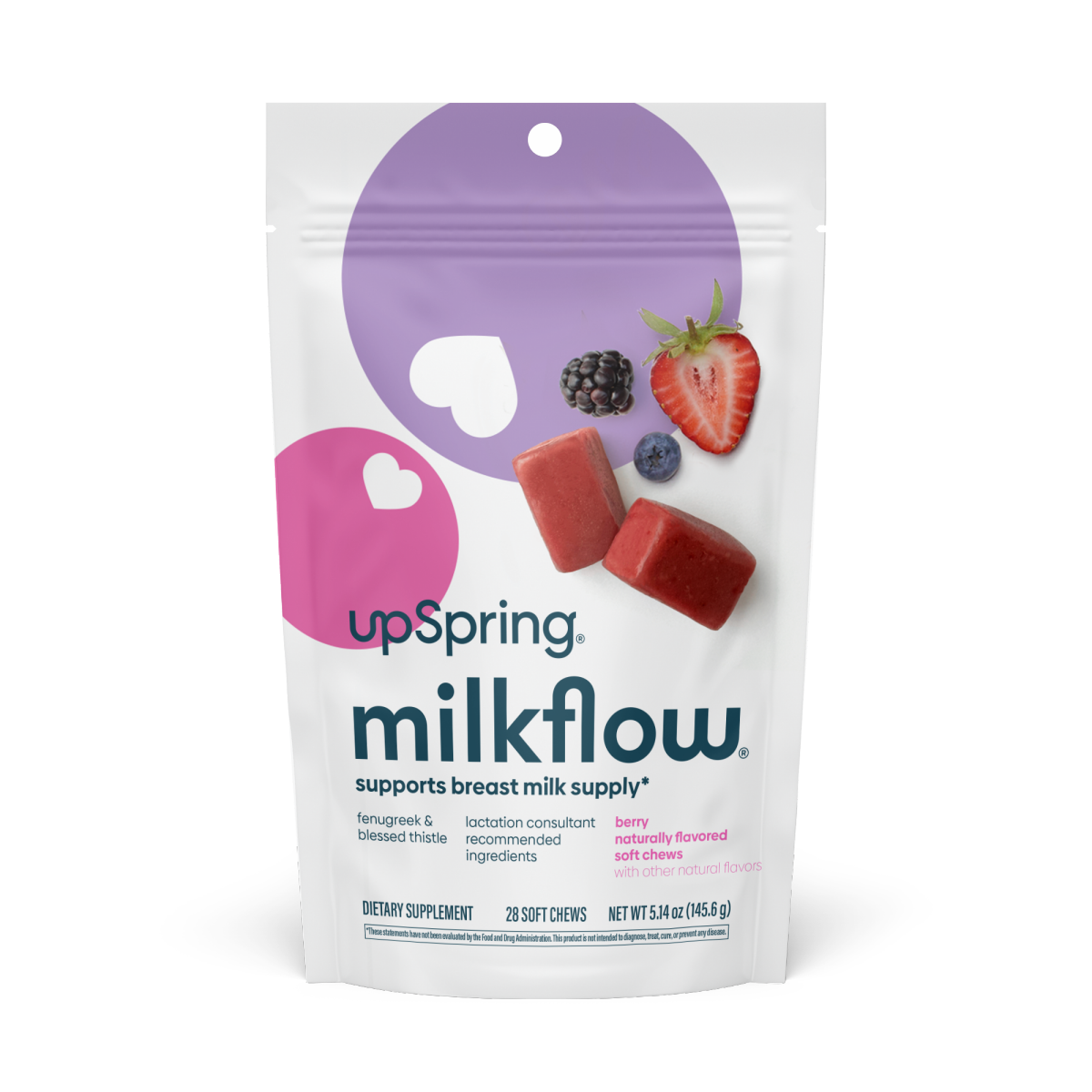 slide 1 of 5, Milkflow Berry Dietary Supplement 28 Soft Chews, 28 ct