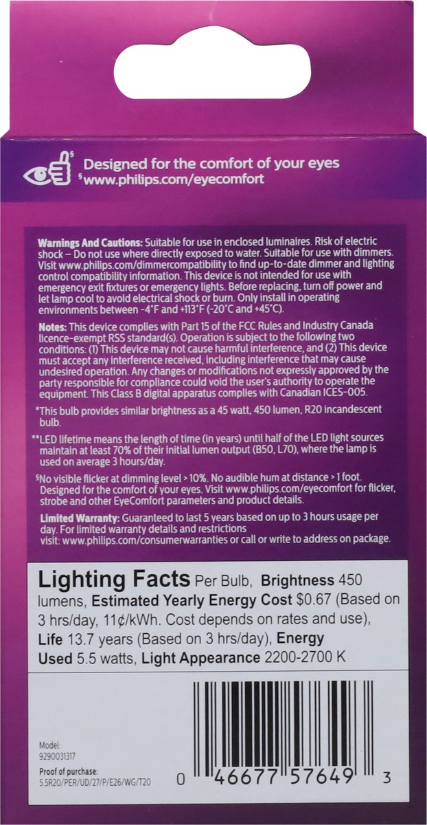 slide 6 of 9, Philips 5.5 Watts Dimmable Ultra Definition Soft White LED Light Bulb 1 ea, 1 ct