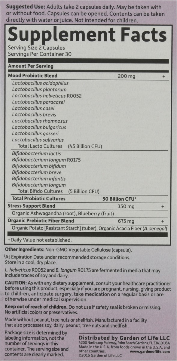 slide 8 of 9, Garden of Life Dr Formulated Probiotics Mood + Vegetarian Capsules 60 ea, 60 ct