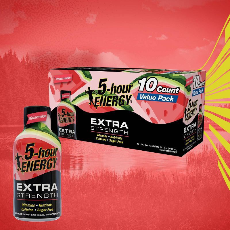 slide 2 of 3, 5-hour ENERGY Extra Strength Shot Dietary Supplement - Watermelon- 10 ct, watermelon, 1.93 fl oz, 10 ct