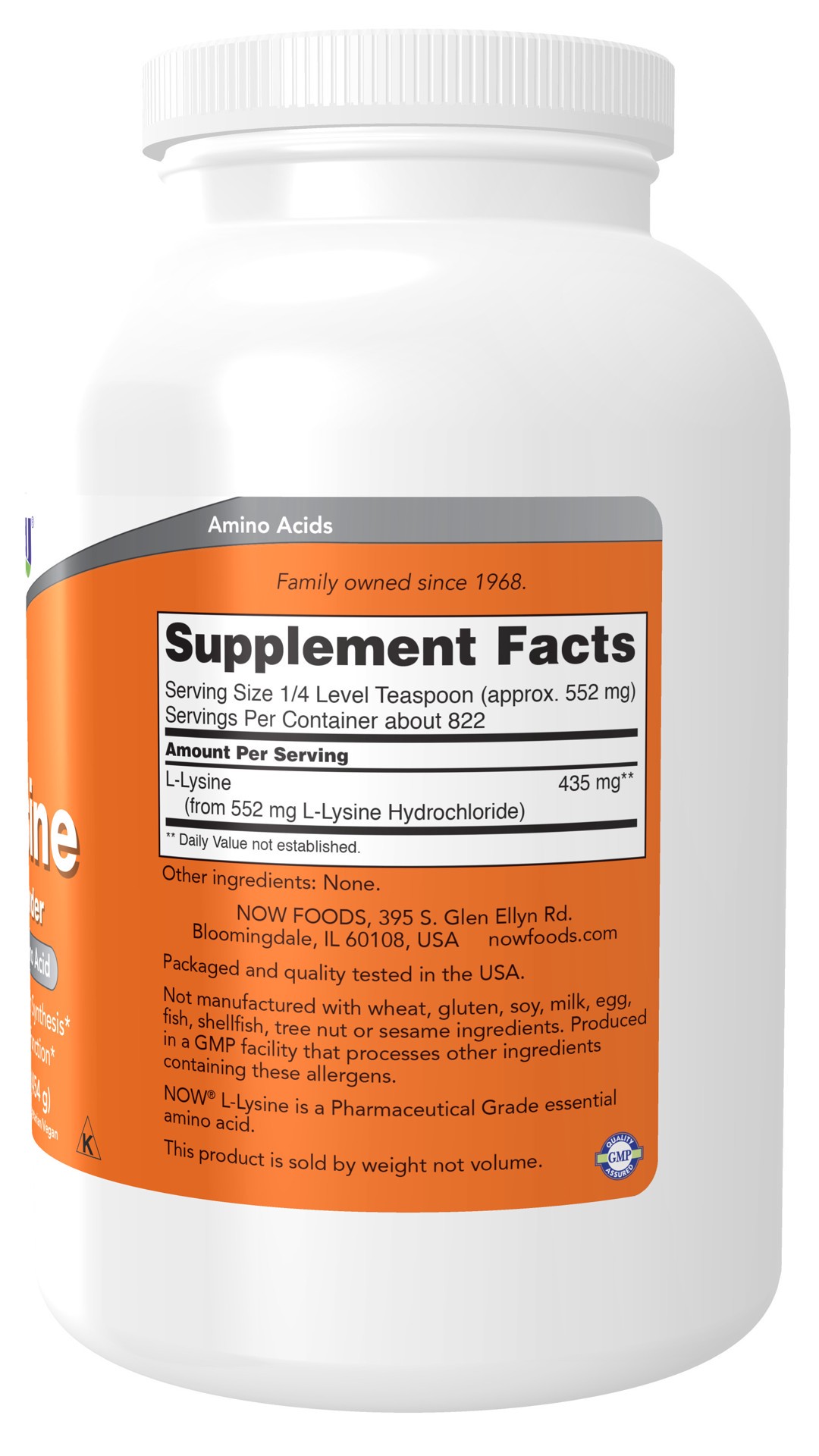 slide 3 of 4, NOW L-Lysine Powder - 1 lb., 1 lb