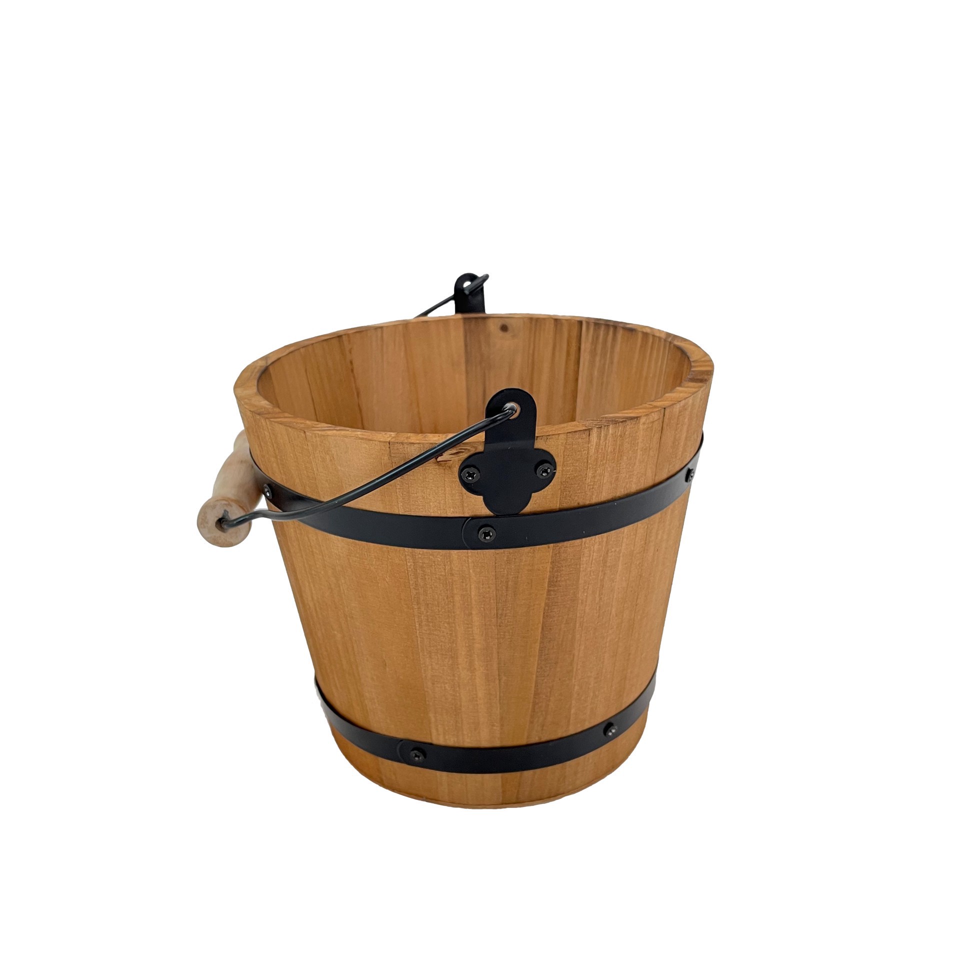 slide 2 of 3, 6.75" Natural Wood & Metal Bucket By Ashland, 6.75 in
