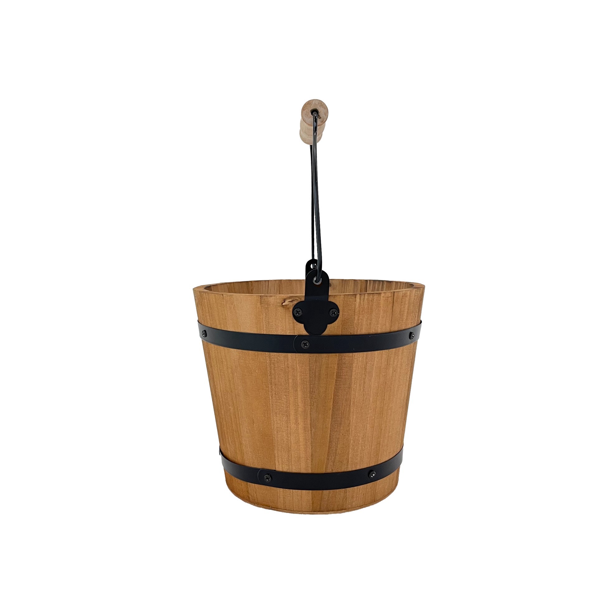 slide 3 of 3, 6.75" Natural Wood & Metal Bucket By Ashland, 6.75 in