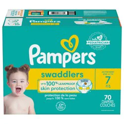 Pampers Swaddlers Diapers, Size 7 (41+ lbs), 70 Count, Ultra Absorbent Disposable Infant Diaper