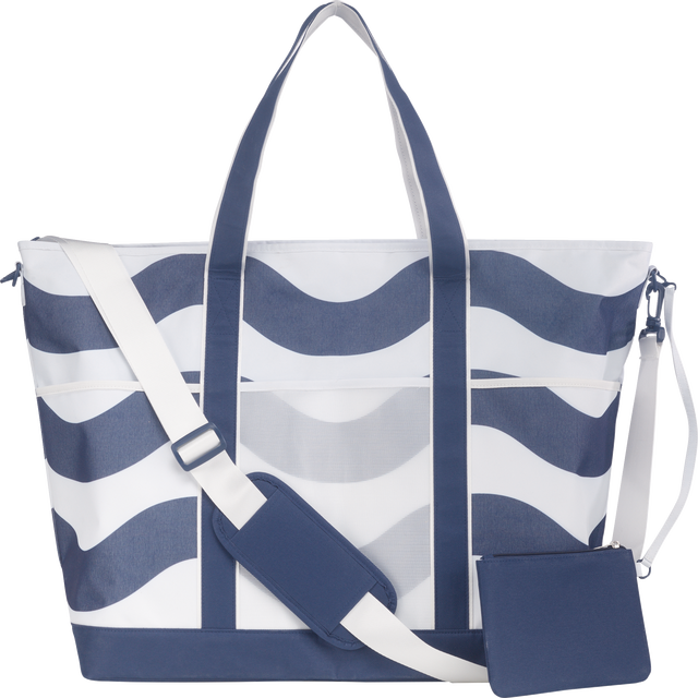 slide 1 of 1, Sun & Sky Jumbo Striped Wave Bag, Navy, 1 ct