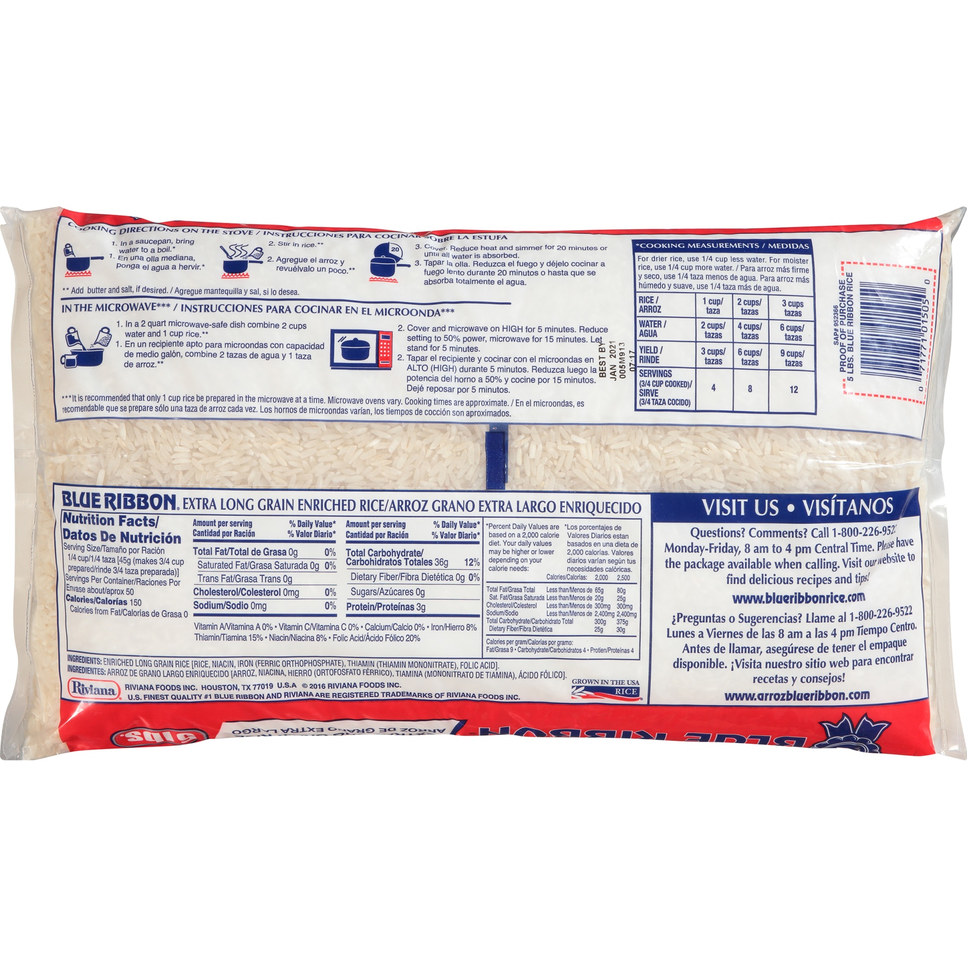 slide 4 of 6, Blue Ribbon Extra Long Grain Enriched Rice, 80 oz
