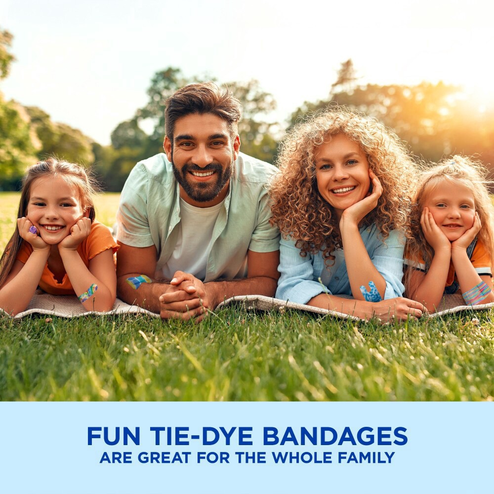 slide 2 of 6, Band-Aid Brand Flexible Fabric Fun Tie-Dye Bandages, Assorted, 100 ct