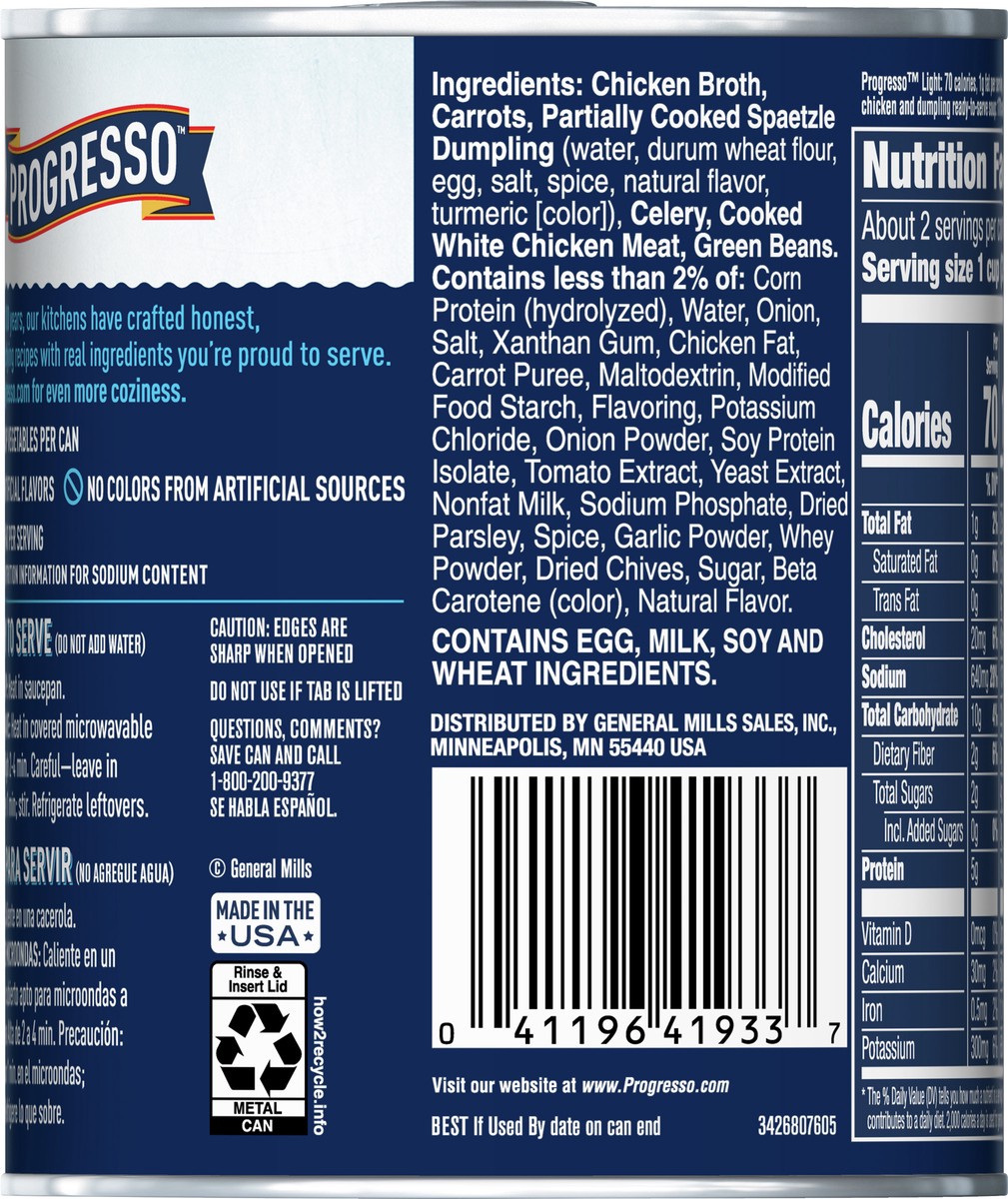 slide 6 of 9, Progresso Light, Chicken & Dumpling Soup, 18.5 oz., 18.5 oz