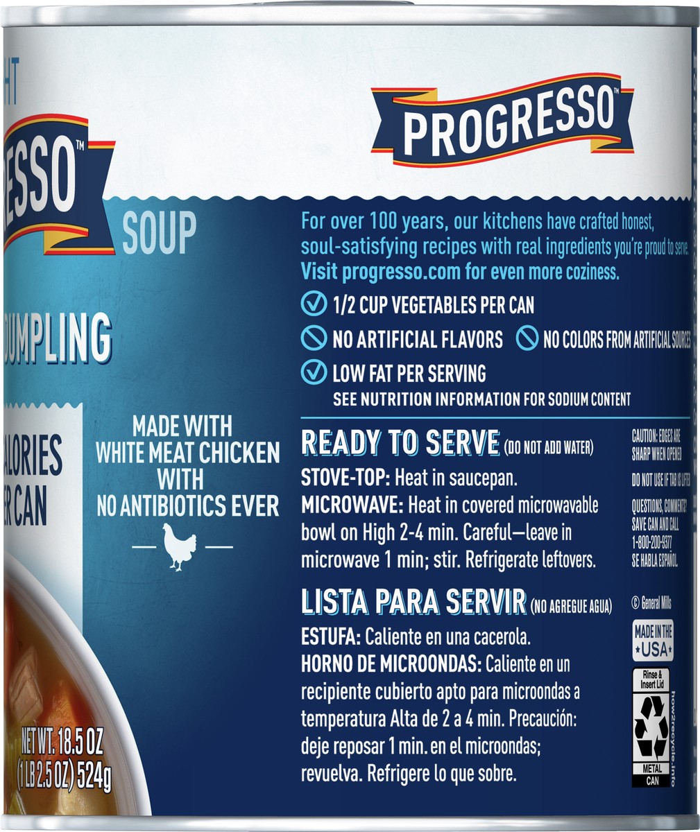 slide 3 of 9, Progresso Light, Chicken & Dumpling Soup, 18.5 oz., 18.5 oz