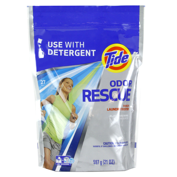 slide 1 of 1, Tide Rescue Odor Defense In Wash Laundry Booster, 27 ct