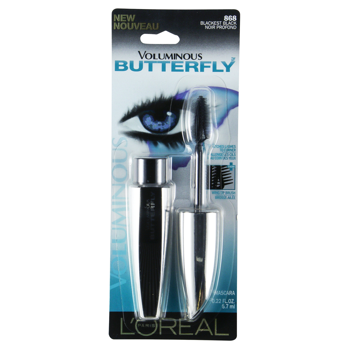 slide 1 of 5, L'Oréal Voluminous Butterfly Washable 868 Blackest Black Mascara, 0.22 oz
