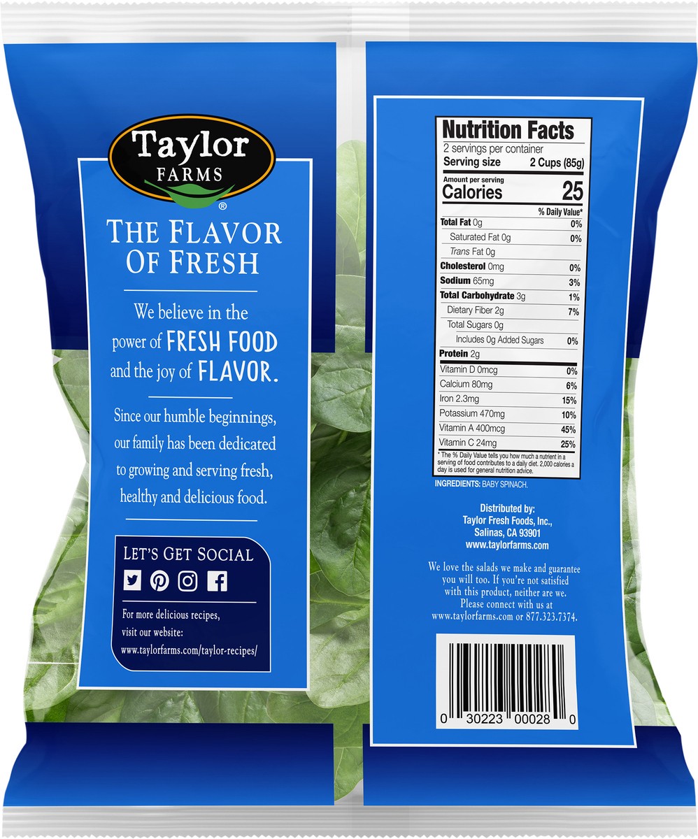 slide 3 of 3, Taylor Farms Tender Baby Spinach Leaves 1 ea, 1 ct