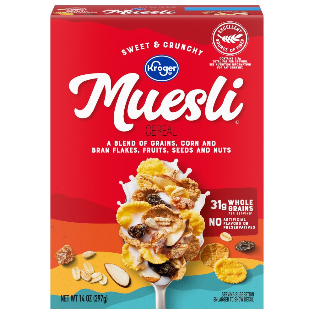 slide 4 of 4, Kroger Muesli Cereal, 14 oz