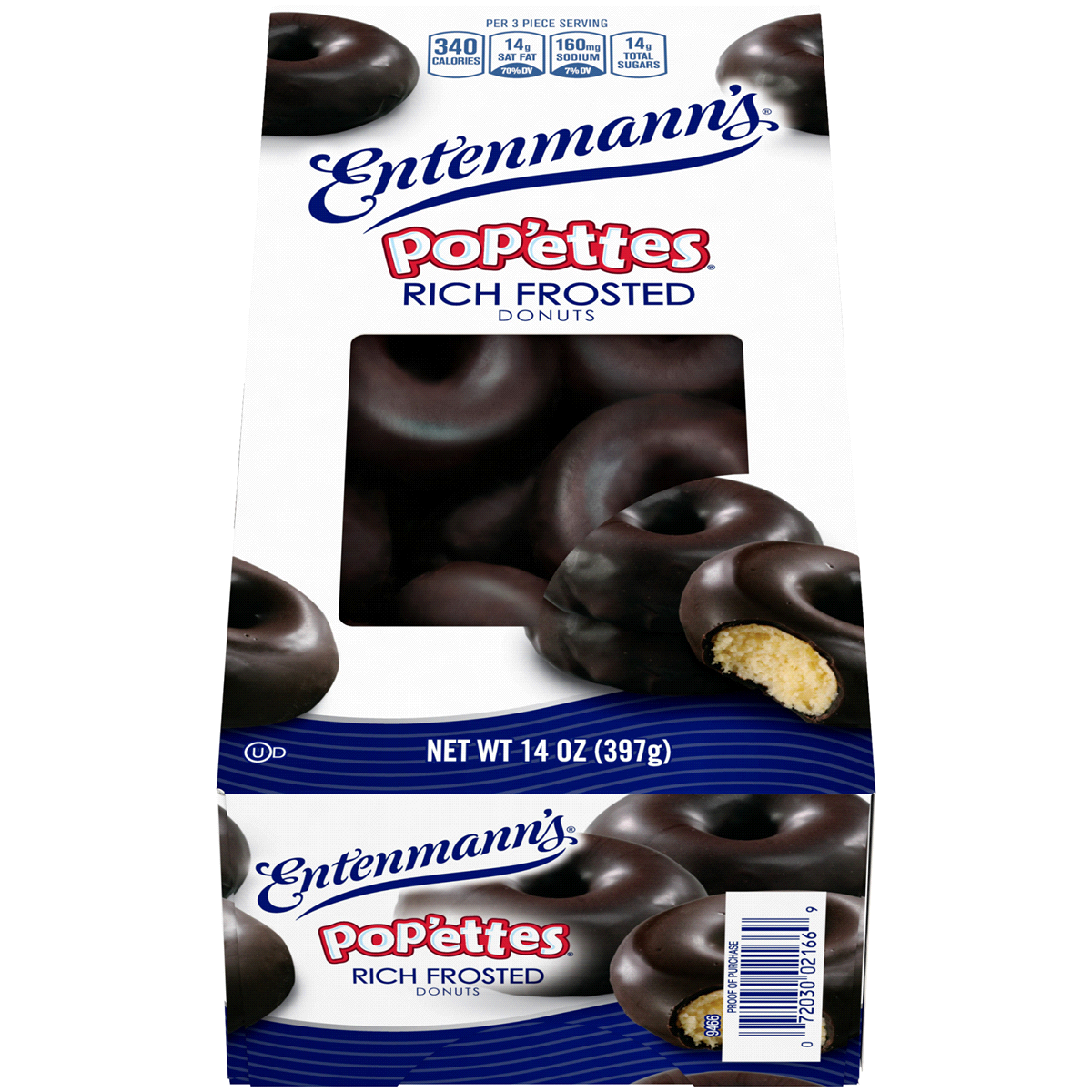 slide 1 of 9, Entenmann's Rich Frosted Chocolate Donut Pop'ettes, 14 oz, 