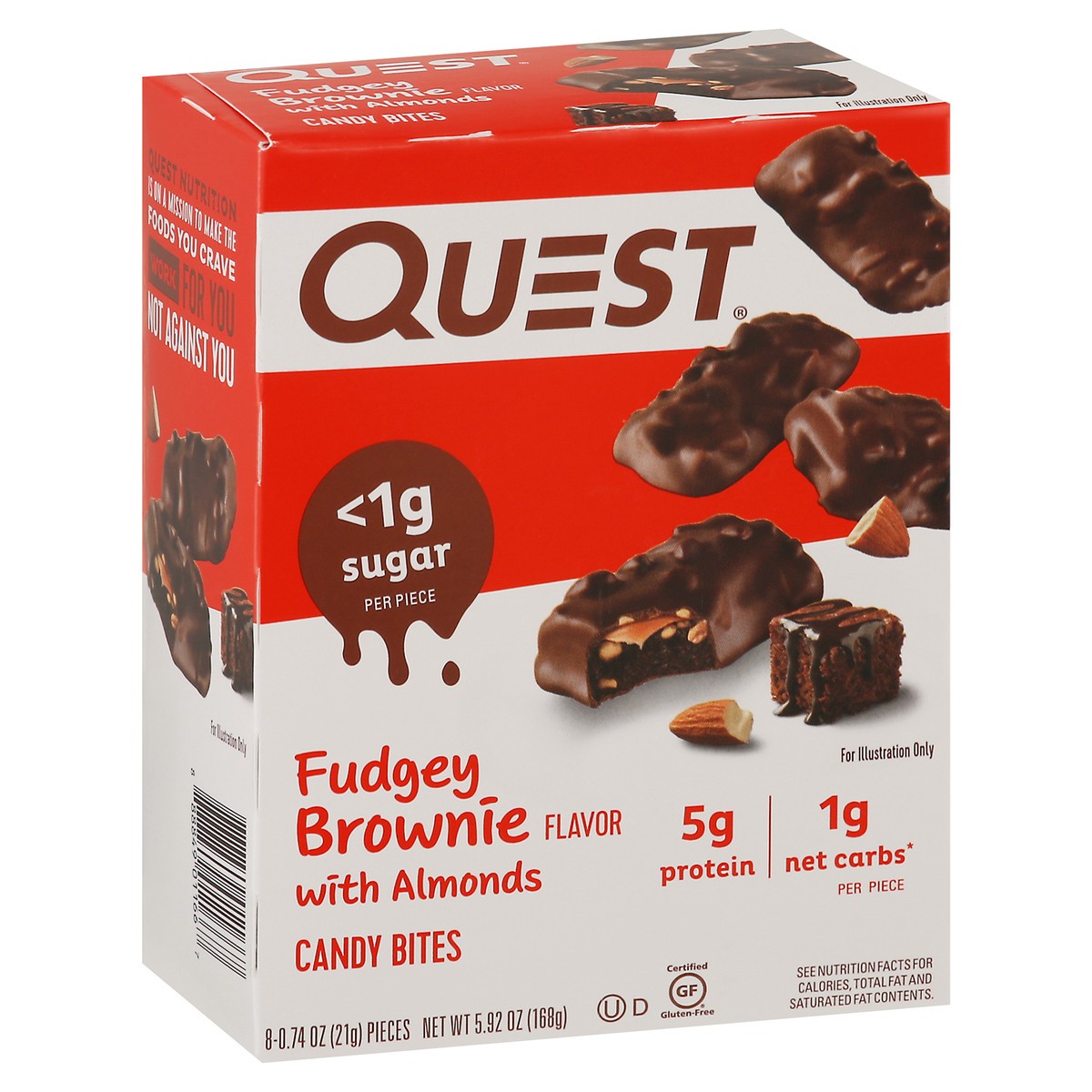 slide 2 of 9, Quest Fudgey Brownie Flavor with Almonds Candy Bites 8 - 0.74 oz Pieces, 5.9 oz