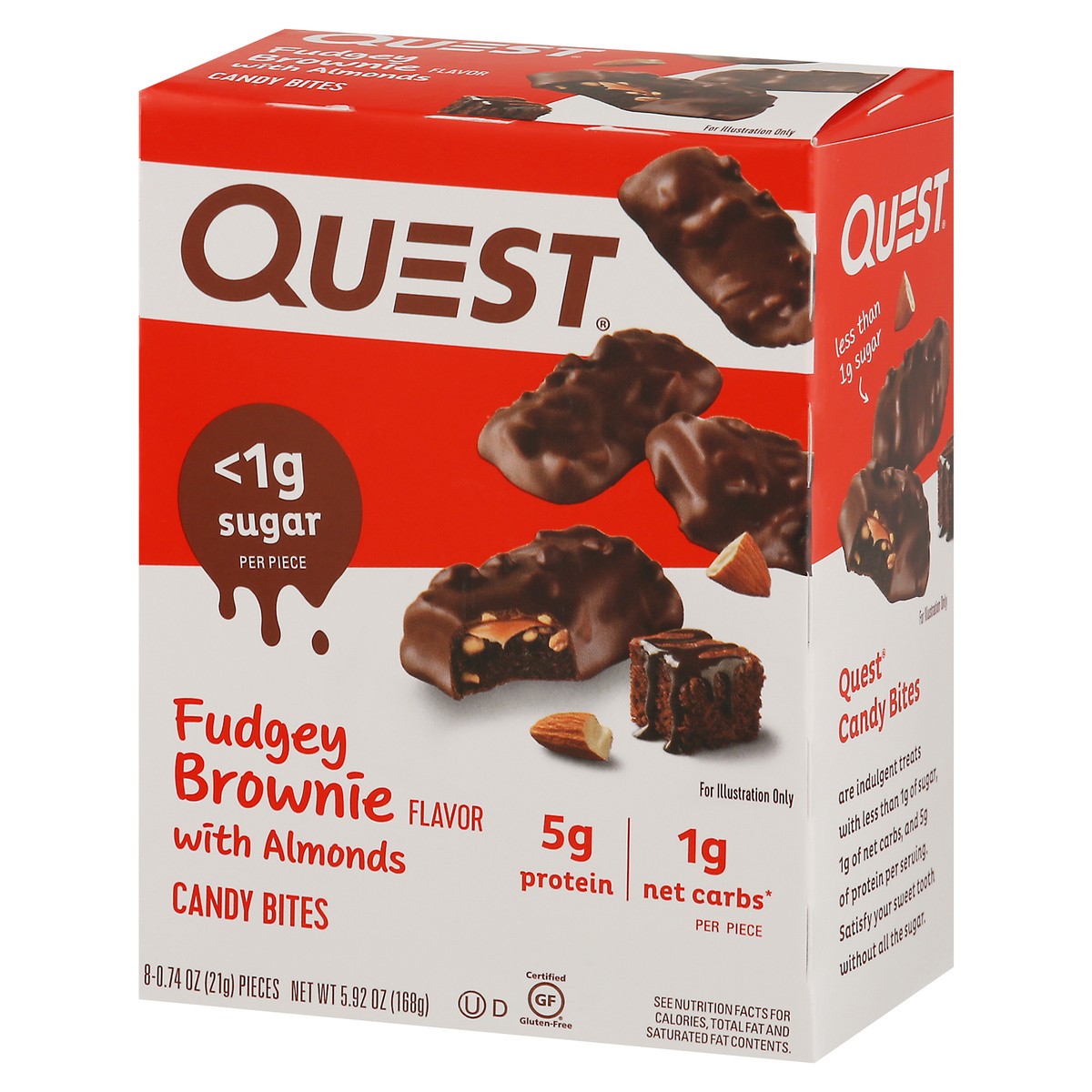 slide 3 of 9, Quest Fudgey Brownie Flavor with Almonds Candy Bites 8 - 0.74 oz Pieces, 5.9 oz