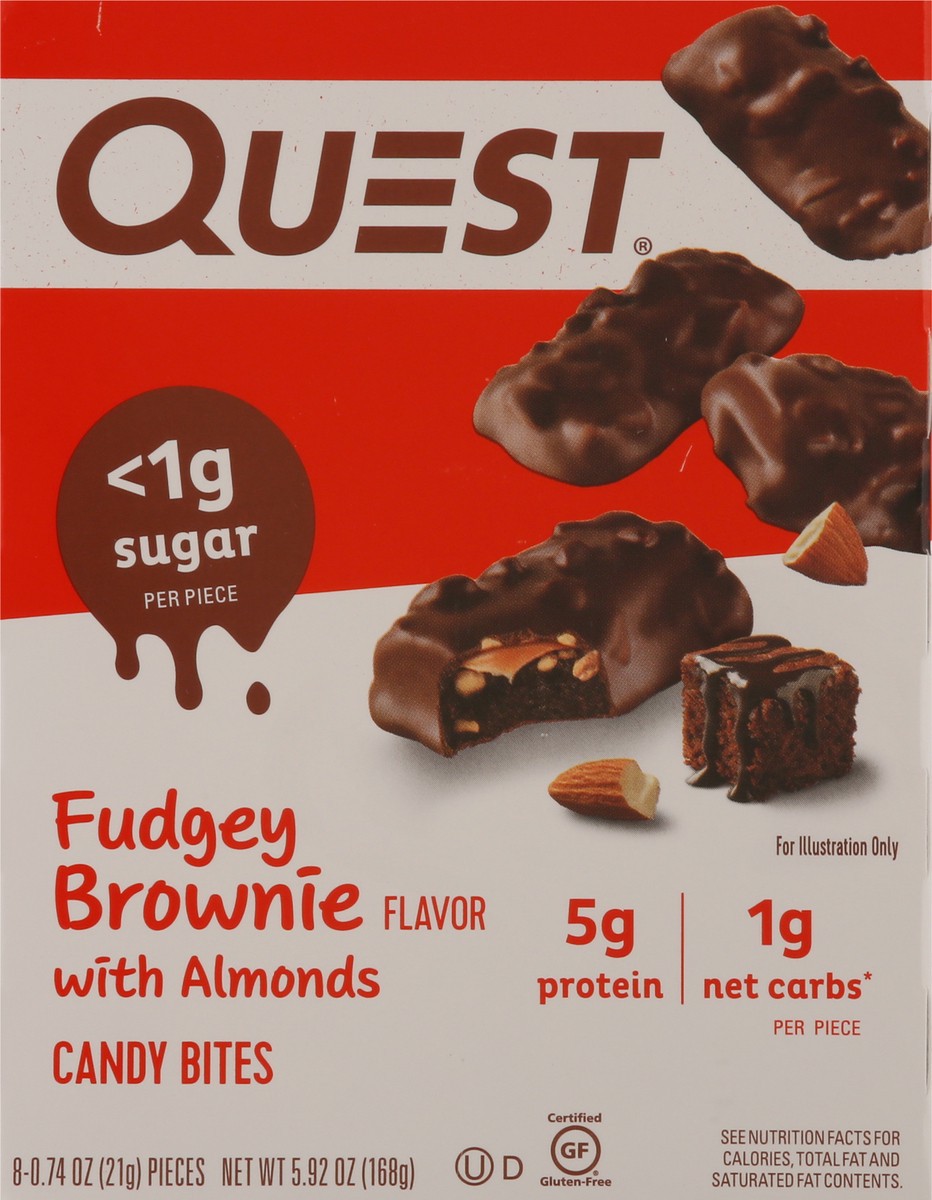 slide 6 of 9, Quest Fudgey Brownie Flavor with Almonds Candy Bites 8 - 0.74 oz Pieces, 5.9 oz