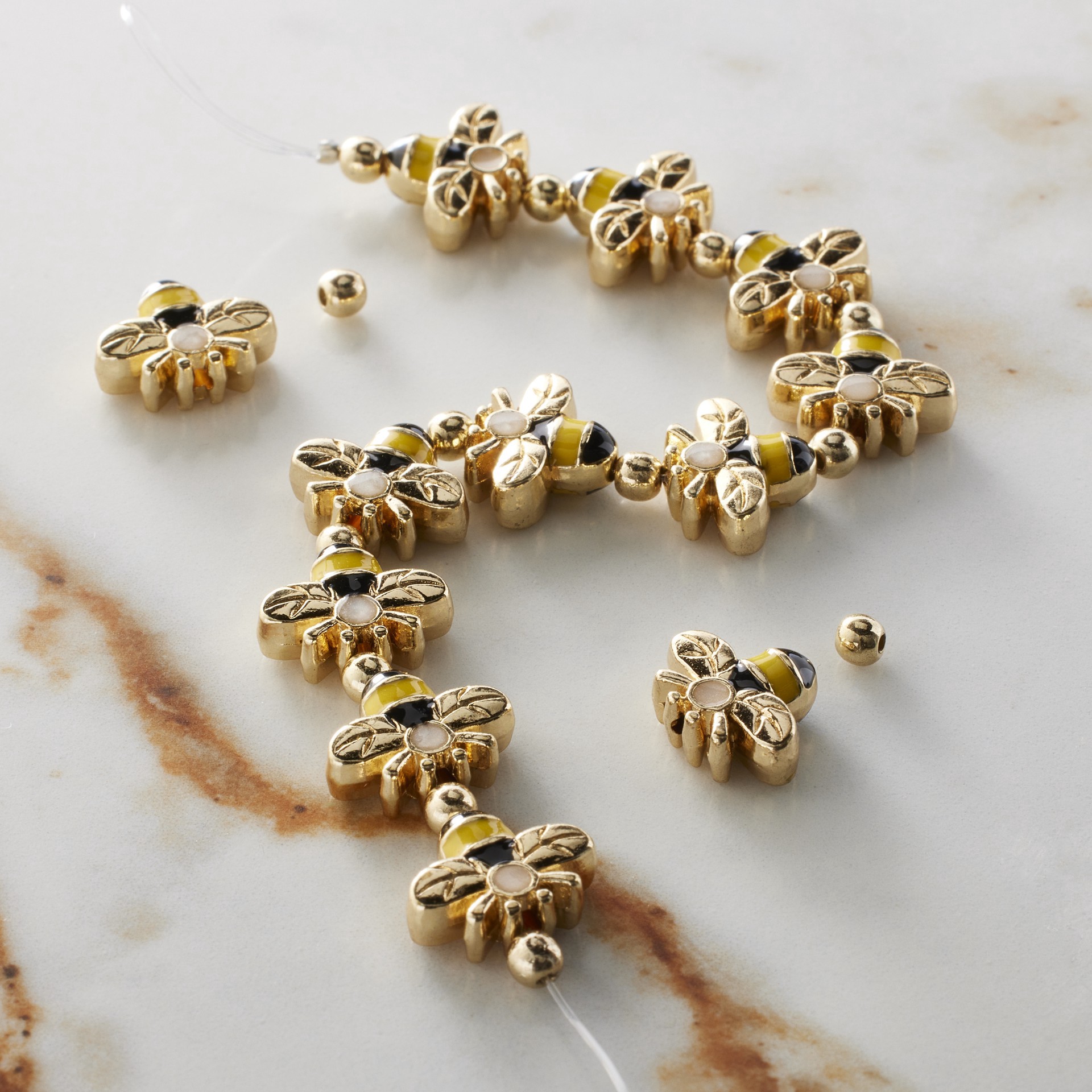 slide 2 of 3, Enamel Metal Bee Beads, 14mm By Bead Landing, 14mm