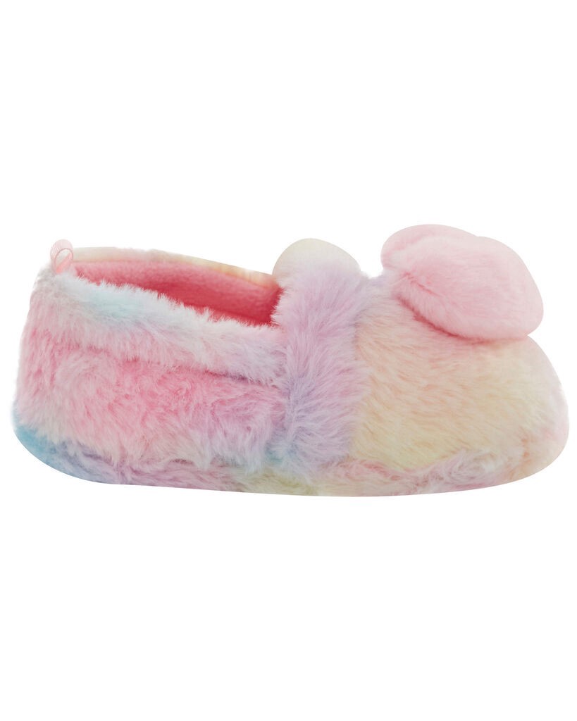 slide 6 of 6, Carter's Rainbow Heart Faux Fur Loafer Slippers Multi L, 1 ct