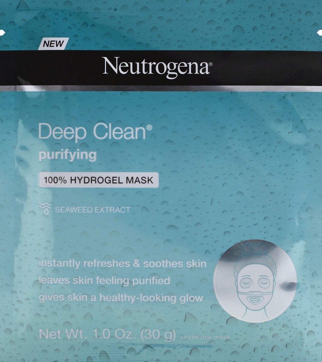 slide 3 of 6, Neutrogena Deep Clean Purifying Hydrating 100% Hydrogel Face Mask, Oil-Free with Seaweed Extract, 1.0 oz, 1 ct