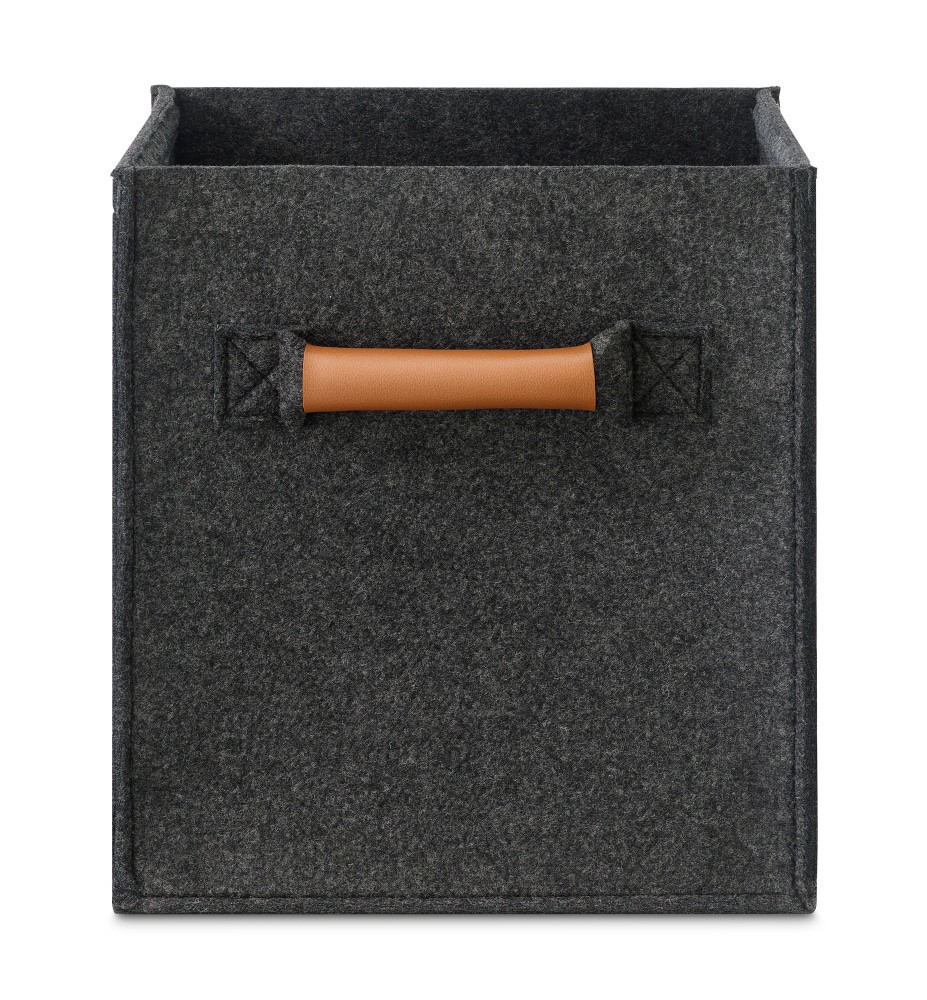 slide 2 of 3, Everyday Living Fabric Drawer Felt With Leather Handle - Dark Gray, 1 ct