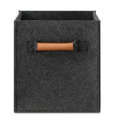 Everyday Living Fabric Drawer Felt With Leather Handle - Dark Gray