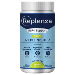 Replenza Daily Replenisher Powder for GLP-1 and Semaglutide Weight Loss Support – for Muscle Recovery, Digestive Health and Skin Elasticity – A Mix of Amino Acids, Prebiotics and Collagen Protein Peptides, 30 Servings