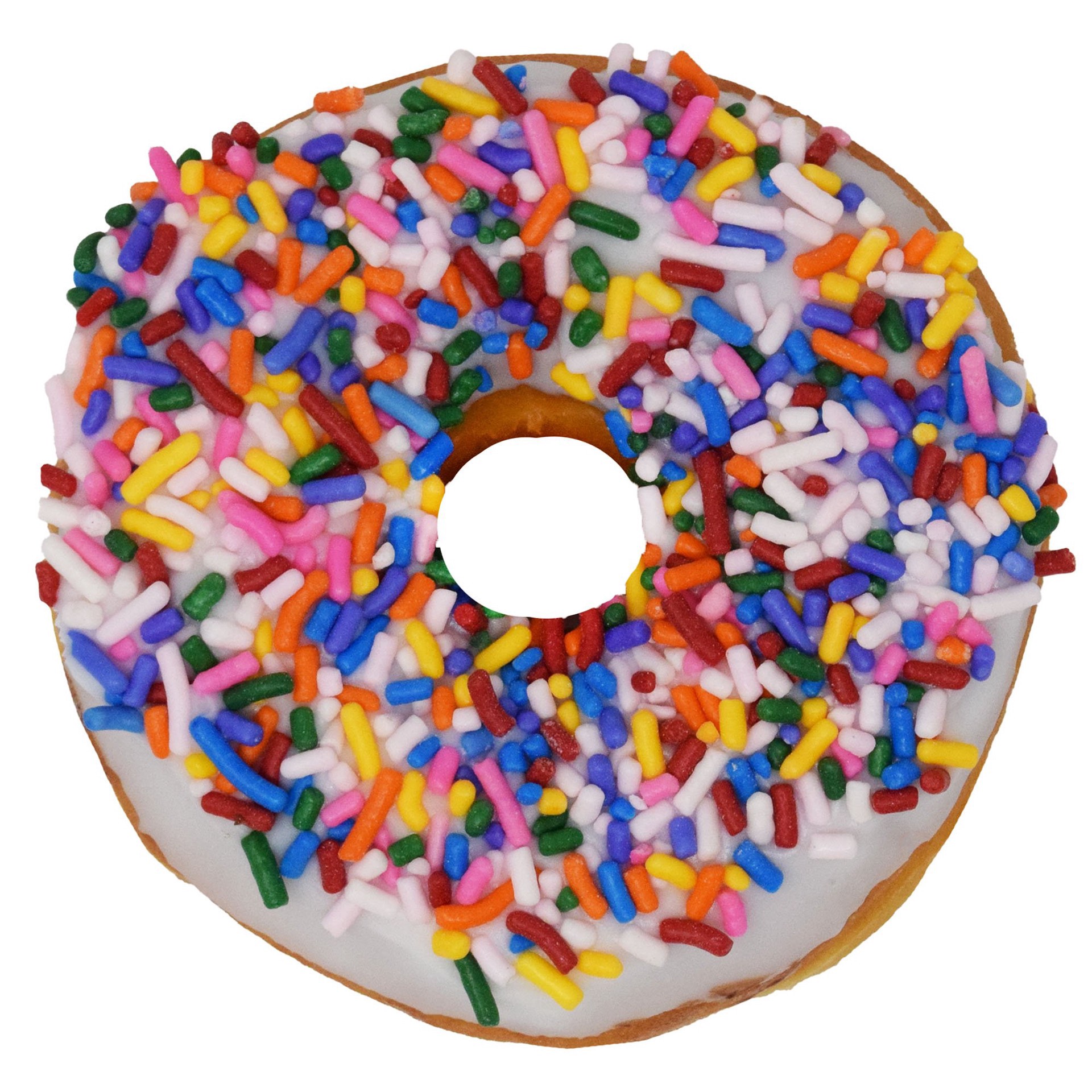 slide 1 of 1, H-E-B White Iced Donut with Jimmy Sprinkles, 1 ct