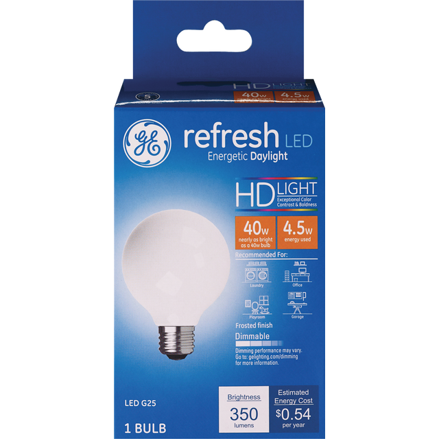 slide 1 of 1, GENERAL ELECTRIC Ge 40W Eq Hd Refresh G25 1Ct Froste, 1 ct