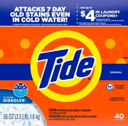 Tide Powder Laundry Detergent, Original, 40 loads, 56 oz