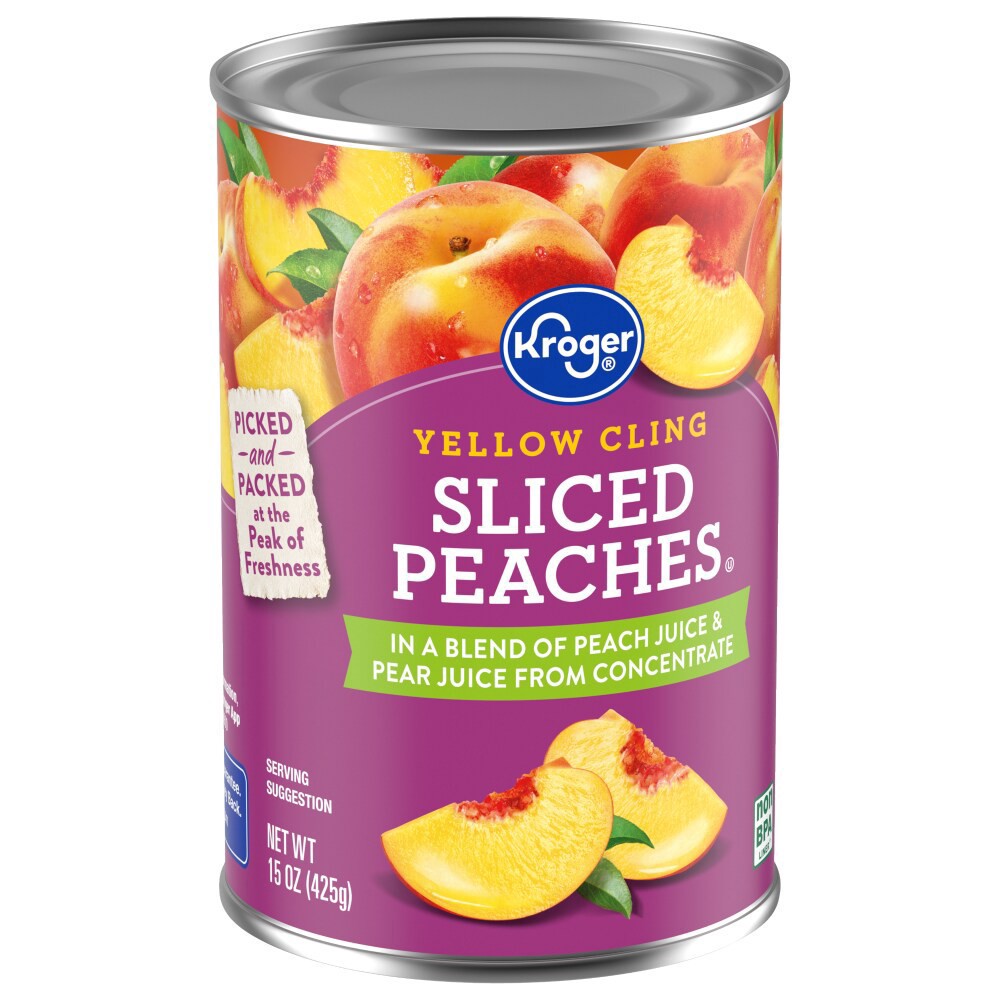slide 3 of 5, Kroger Yellow Cling Sliced Peaches in 100% Fruit Juice, 15 oz