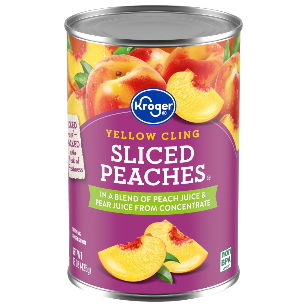 slide 5 of 5, Kroger Yellow Cling Sliced Peaches in 100% Fruit Juice, 15 oz