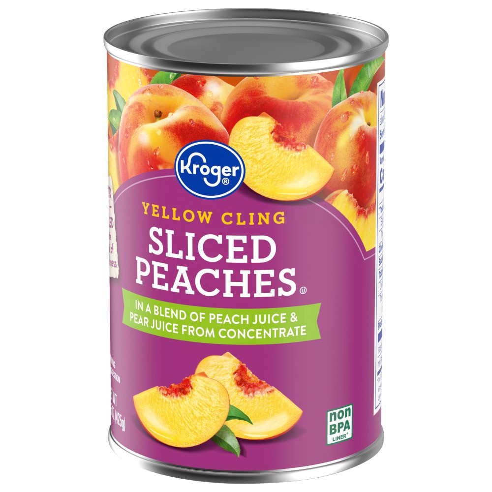 slide 2 of 5, Kroger Yellow Cling Sliced Peaches in 100% Fruit Juice, 15 oz