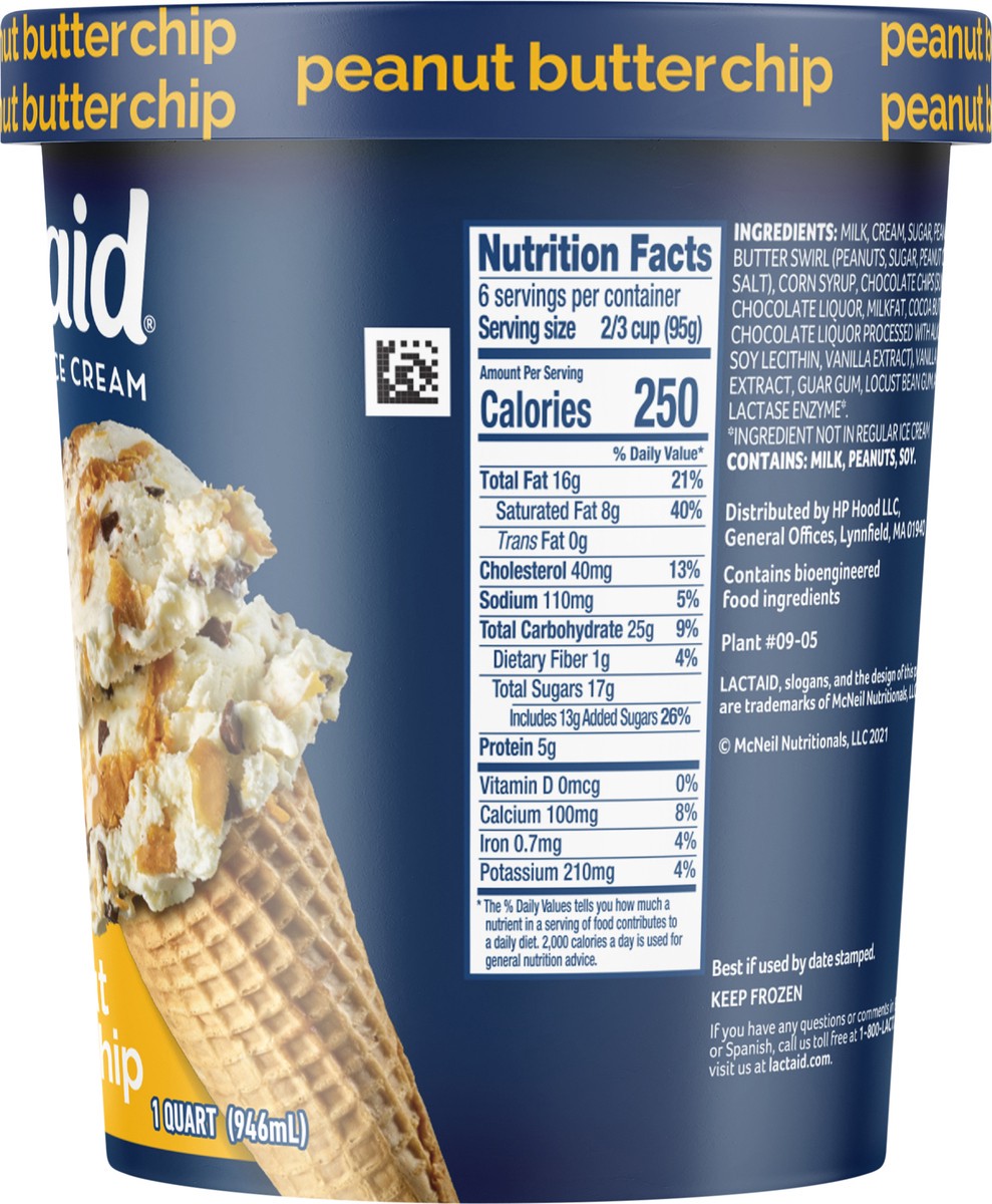 slide 5 of 9, Lactaid Peanut Butter Chip Ice Cream, 1 Quart, 1 qt