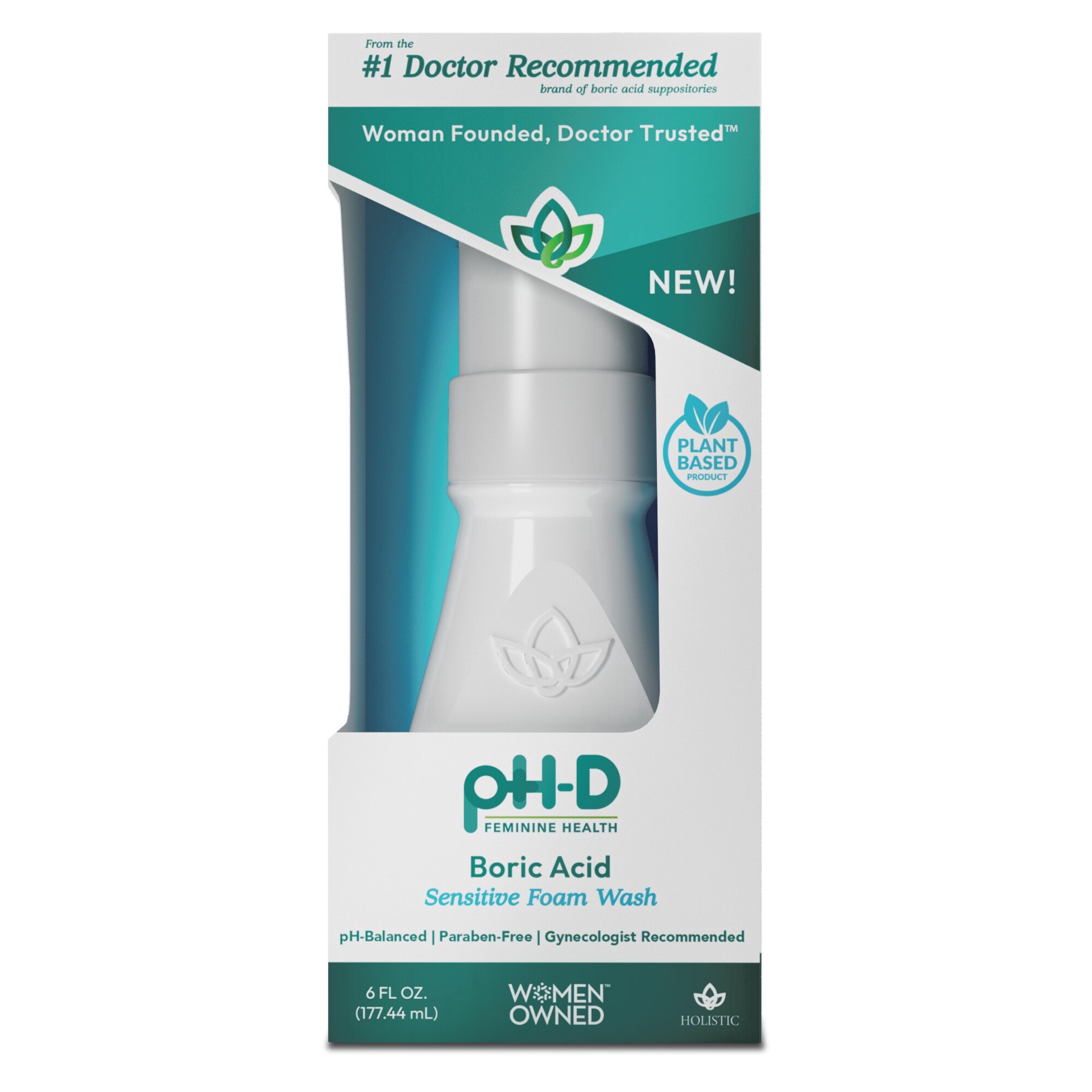 slide 1 of 1, pH-D Feminine Health Ph-D Boric Acid Sensitive Foam Wash, 6 Oz, 6 fl oz