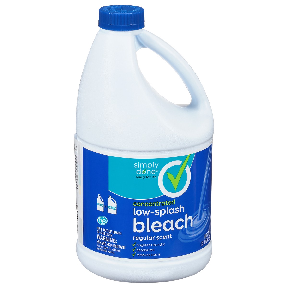 slide 6 of 10, Simply Done Concentrated Low-Splash Bleach, Regular, 81 fl oz