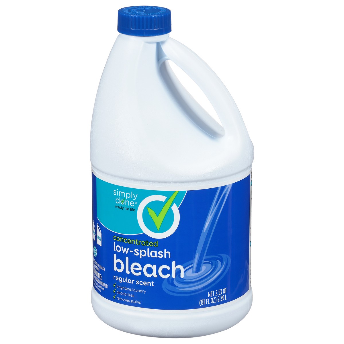 slide 4 of 10, Simply Done Concentrated Low-Splash Bleach, Regular, 81 fl oz