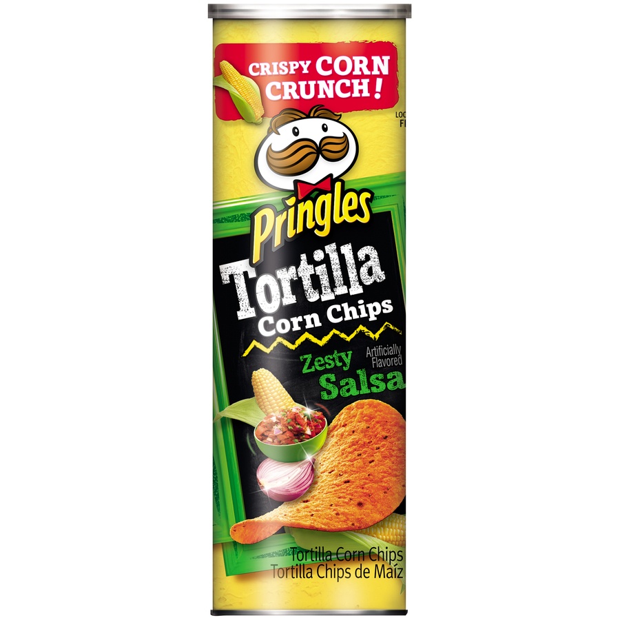 slide 1 of 6, Pringles Zesty Salsa Tortilla Corn Chips, 6.42 oz