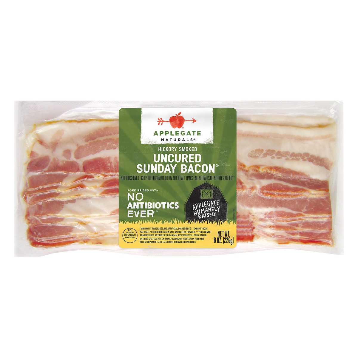 slide 11 of 11, Applegate Natural Hickory Smoked Uncured Sunday Bacon, 8 oz