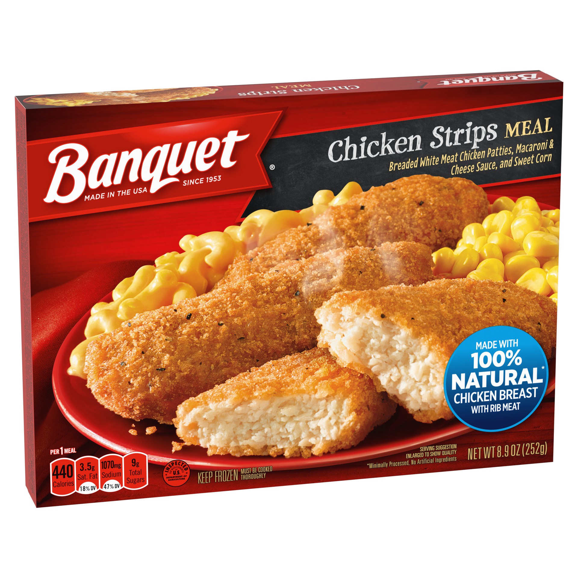 slide 4 of 5, Banquet Chicken Strips Dinner, 8.9 oz