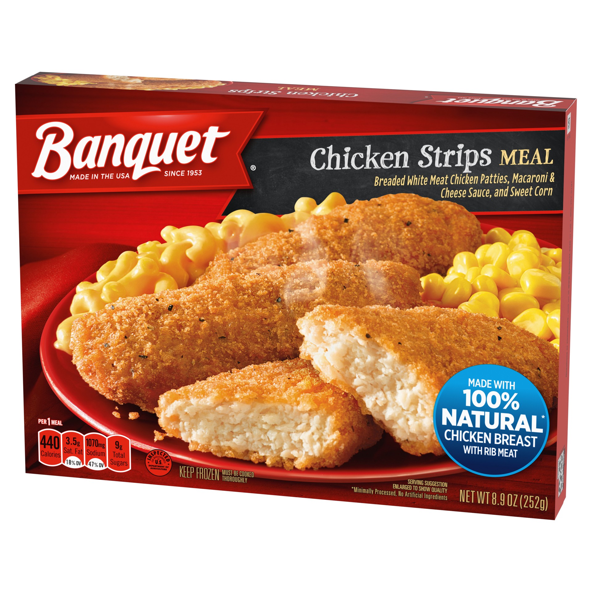 slide 5 of 5, Banquet Chicken Strips Dinner, 8.9 oz