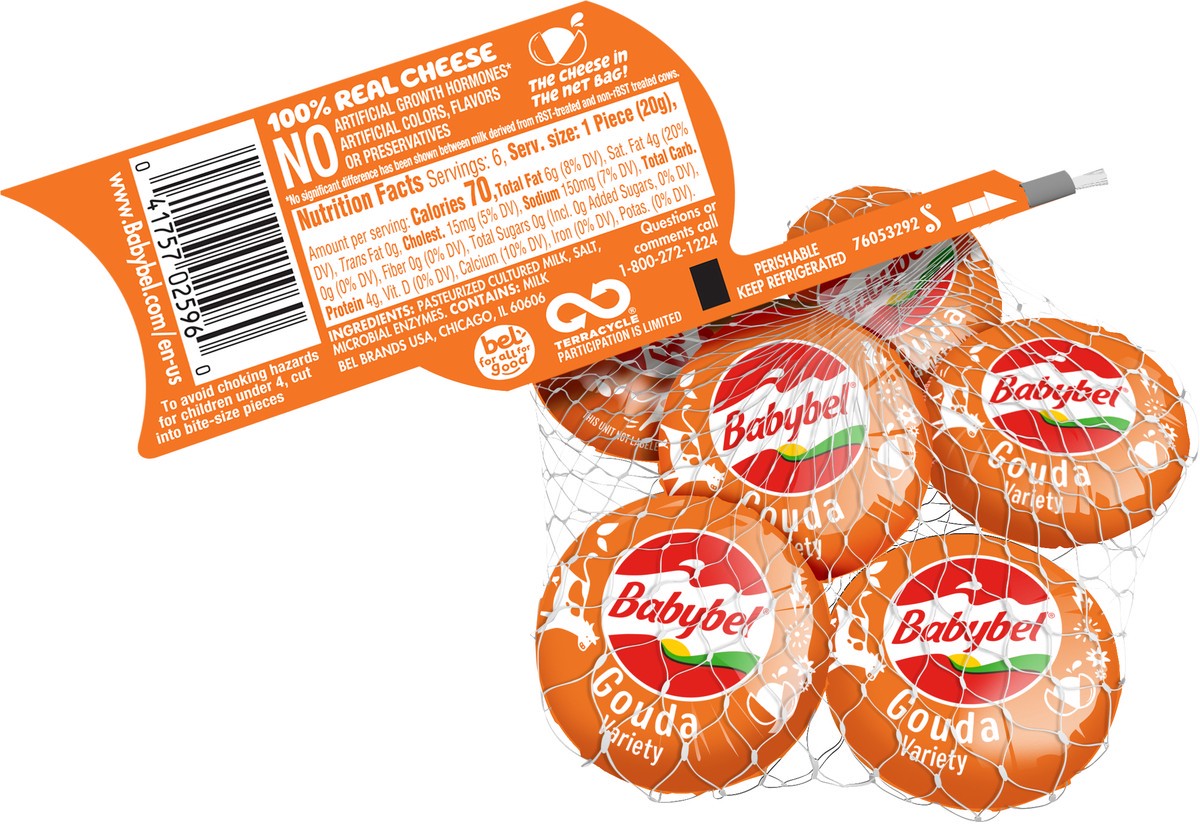 slide 3 of 3, Babybel Mini Babybel Gouda Snack Cheese, 6 Pack (4.2 oz), 6 ct