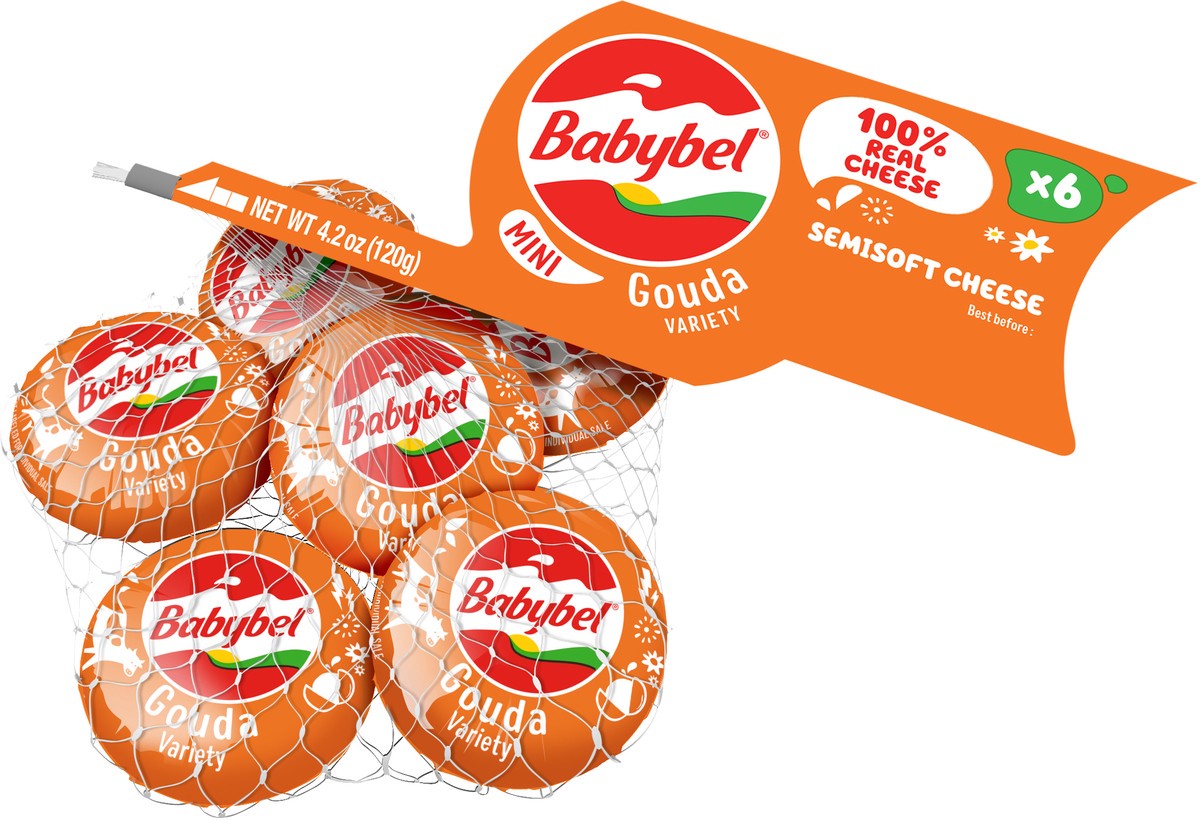 slide 2 of 3, Babybel Mini Babybel Gouda Snack Cheese, 6 Pack (4.2 oz), 6 ct