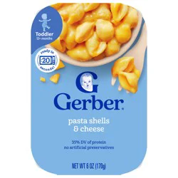 Gerber Mealtime for Toddler, Pasta Shells and Cheese Toddler Food, 6 oz Tray