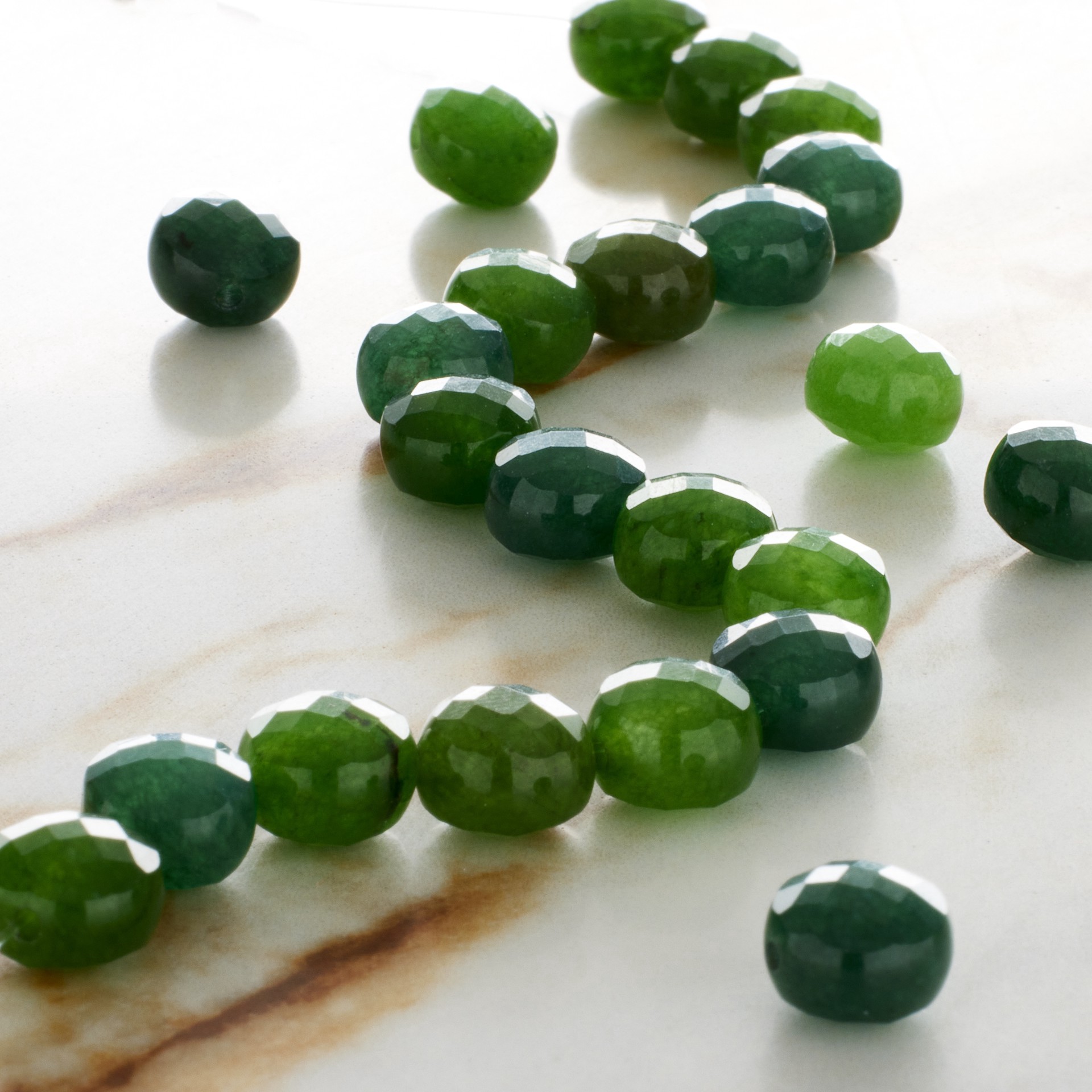 slide 2 of 3, Green Quartz Faceted Coin Beads By Bead Landing, 8 mm